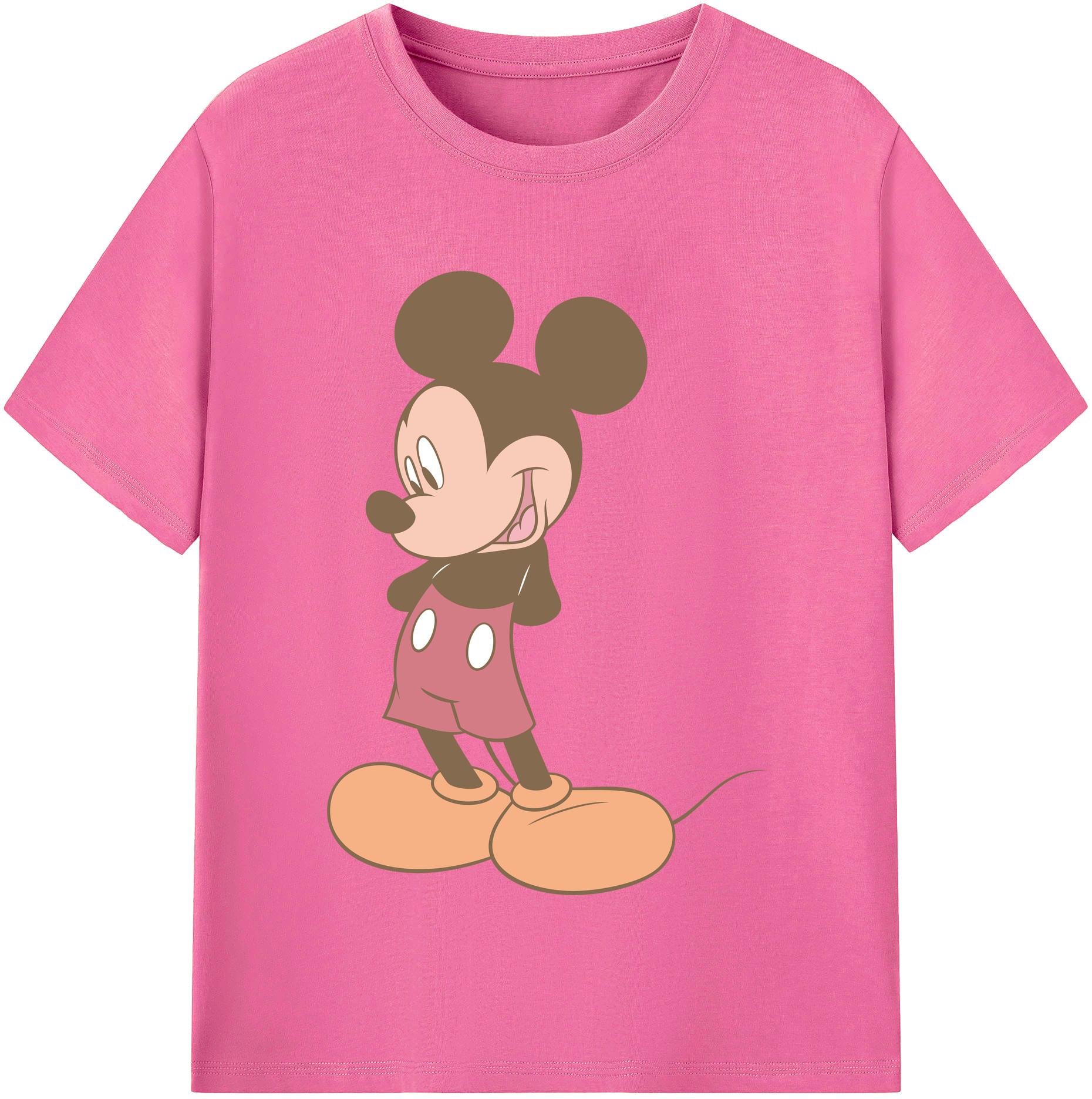 （画像用） ミッキーマウス Mickey Mouse レディースカジュアルプリントTシャツ（綿100％）